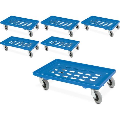 BRB Lot de 6 rouleaux de transport avec roulettes pivotantes Bleu 600 x 400 mm ou 2 x 400 x 300 mm (1/2)