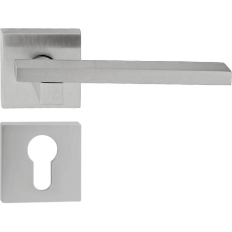 DOMINO Poignée de porte MARY QR M4 PZ Poignée avec plaque PZ pour cylindre profilé Chromé satiné (1/5)