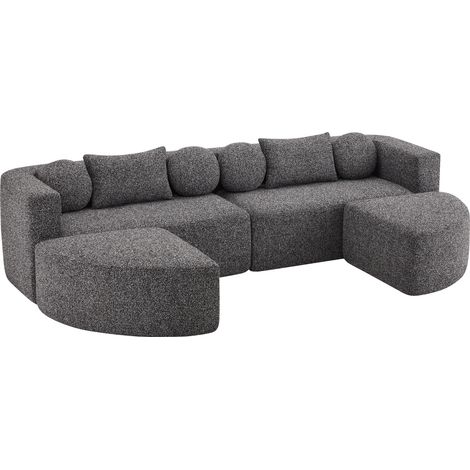 Modulares Schlafsofa aus schwarzem Chenille 292 x 165 x 68 cm, ohne Montage (1/5)