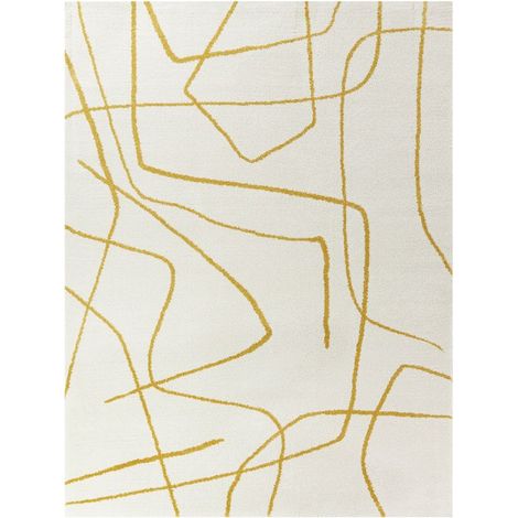 BOBOCHIC - Tapis poils courts SOLINE motifs abstraits 120x170 Jaune (1/5)