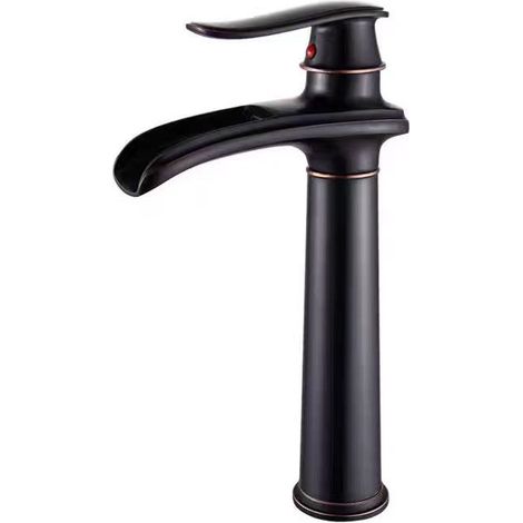 Robinet mitigeur cascade pour lavabo à comptoir, eau chaude et froide, lavabo de salle de bain, robinet noir, vasque, mitigeur (1/3)