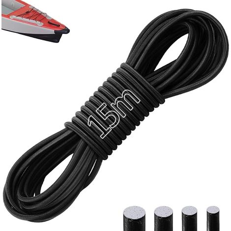 Elastic Bungee Cord 15 m Sandow 4 mm Elastic Rope for Tarpaulin Black Round Elastic Tarpaulin Trailer for Camping Tent Backpack Cord DIY Projects (1/5)