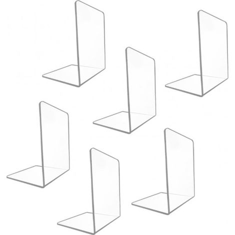 Set di 6 fermalibri, supporti per libri, 18,3 x 12 x 12,1 cm, acrilico trasparente, per biblioteca, ufficio, scuola (1/5)