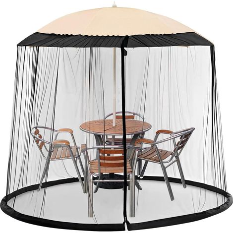Moustiquaire pour parasol, Moustiquaire d'extérieur, Moustiquaire réglable pour parasol 230 x 300 cm, avec fermeture éclair (1/5)