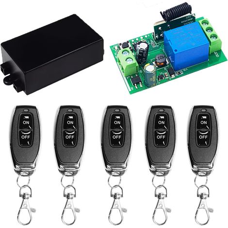 Télécommande radio Interrupteur 433 MHz 220V Module récepteur relais sans fil 1 canal porte garage éclairage motorisation portail (1/5)