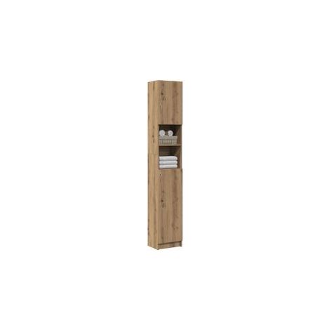Meuble colonne de salle de bain Klasiko 32cm - Rangement élégant et fonctionnel-Marron clair (1/5)