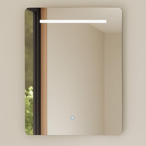 Miroir de Salle de Bain rectangulaire 70 x 80 cm Épaisseur 6 mm Barre LED Tactile avec Anti-buée Tonalités 3500K/4000K/6000K Miroir avec lumière Miroir avec LED (1/5)