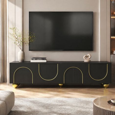 Mobile TV 4 ante con ripiani nero 170 cm OKMYHOME (1/5)