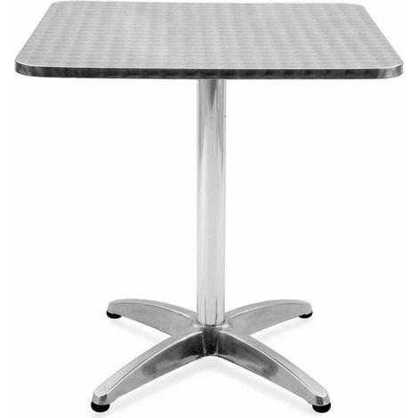 Mesa de jardín cuadrada en aluminio y acero inoxidable 70 x 70 x altura 72 cm. (1/3)