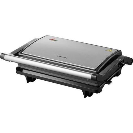 CG616 - Gril de contact - Gril de table - Surface de cuisson 23,5 x 14,5 cm - Sans PFAS - Revêtement antiadhésif - 750 watts - Acier inoxydable/Noir (1/5)