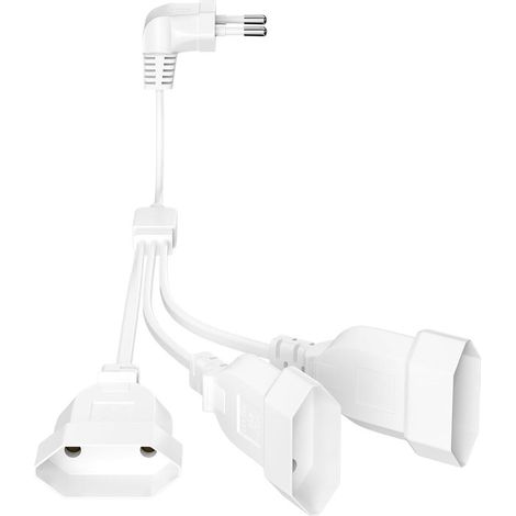 Rallonge Plate 3 en 1, Câble D'Extension Euro, Rallonge Prise Plate, Rallonge Fiche Plate pour TV Ordinateur Moniteur Beamer Lampe Appareils Ménagers (Blanc) (1/5)