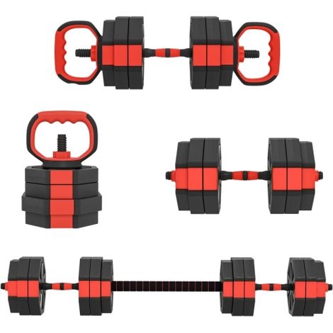 Set di manubri 4 in 1: set di manubri e bilanciere regolabili da 25 kg, ideale per l'allenamento di forza a casa e in palestra. (1/5)