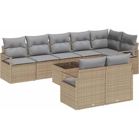 Maison Exclusive - Set di divani con cuscino 9 pcs Beige polyrattan