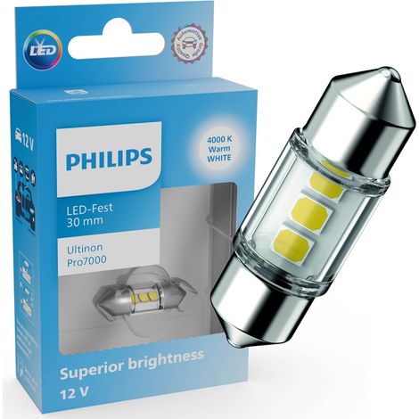 Ampoule C3W LED Ultinon Pro7000 Blanc Chaud 12V - Philips 11860WU70X1 - LED Navette 30mm (1/5)