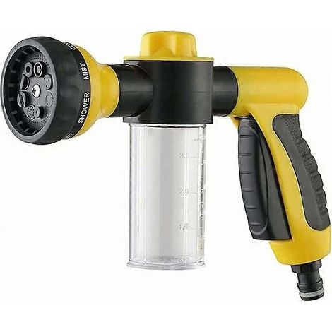Garden Hose Spray Gun - High Pressure Garden Hose Attachment with Soap/Fertilizer Tank (Green) (1/4)