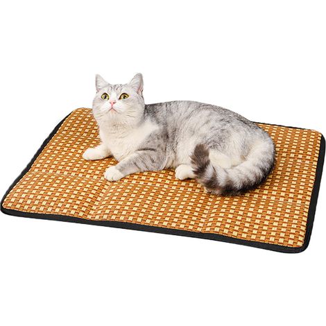 Tapis Pour Animal De Compagnie - Tapis En Rotin Tissé - Pour Chien Chat Petit À Très Grand - Rafraîchissant Non Déformable - S M L XL (1/5)