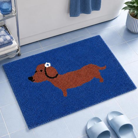 Tapis De Bain pour Chien Antidérapant Lavable en Microfibre Tufté, Tapis Absorbant Salle De Bain Paillasson Tapis D'entrée 40x60cm (1/5)