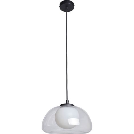 Suspension boule verre opalin noir G9 7W Italux AINALE (1/3)