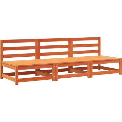 Maison Exclusive - Gartensofas ohne Armlehnen 3 Stk. Wachsbraun M