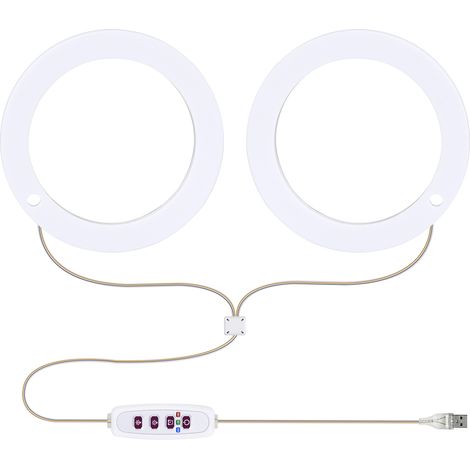 Lampe LED Horticole Spectre Complet avec 20 LED Minuterie 8H/12H/16H 5 Niveaux Variateur Hauteur Réglable USB Anneau Lumineux pour Plantes Grasses (1/4)