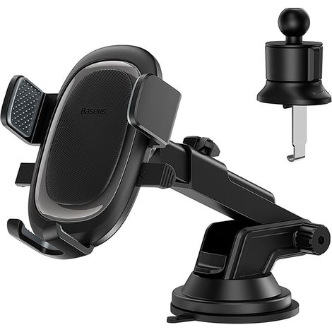 Supporto per auto con morsetto, compatibile con telefoni da 5,4 a 7,2 pollici, dotato di ventosa e gancio per la griglia.