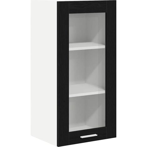 Armoire suspendue contemporaine en bois d'ingénierie 40 x 31 x 80 cm grand espace de stockage ambiante moderne en bois noir (1/5)