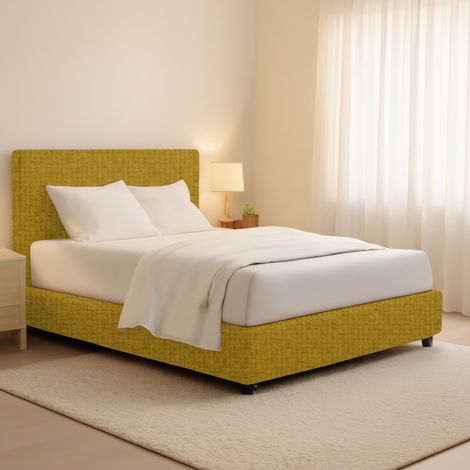 Letto Matrimoniale Widnes, Sfoderabile, Contenitore Made in Italy, Giallo Ocra (1/5)