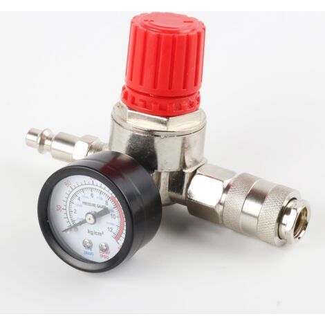 Régulateur de pression 1/4" pour compresseurs d'air, régulateur de pression 1/4", vanne de régulation de pression avec raccord 140 psi (12 bar) (1/4)
