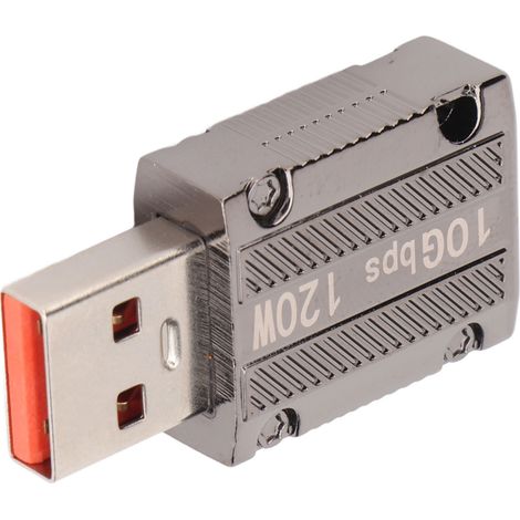 Adaptateur USB mâle vers USB-C femelle 120 W jusqu'à 10 Gbit/s, adaptateur OTG USB 3.1 droit, boîtier en alliage de zinc pour téléphones et PC (1/5)