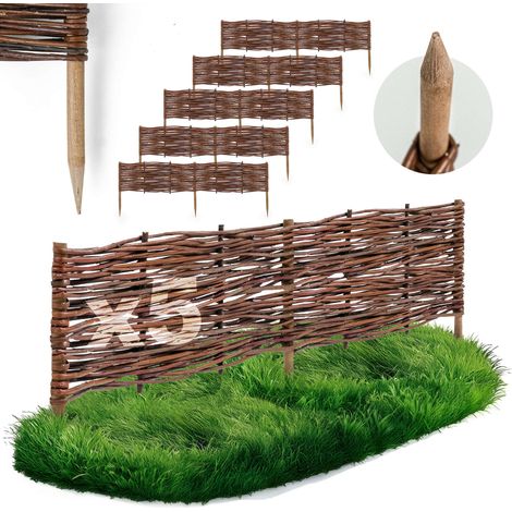 Lot de 5 Bordures Osier Bogateco Saule Naturel 100x20 cm
