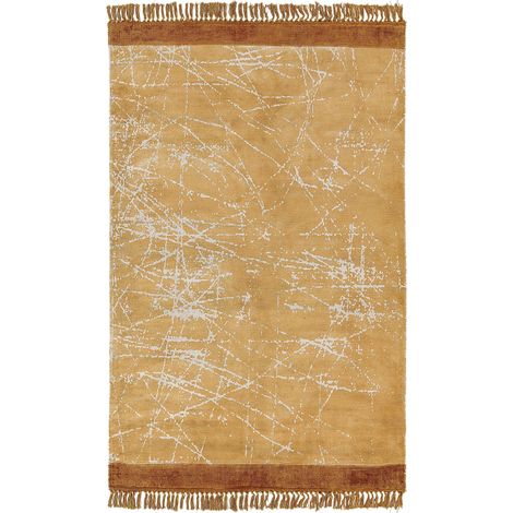 Tappeto moderno in viscosa con frange 160 x 230 cm arancione Hanli