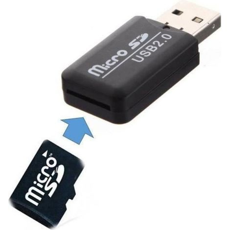 Clé USB 2.0 Lecteur Adaptateur Micro Carte SD - Noir la00077 (1/2)