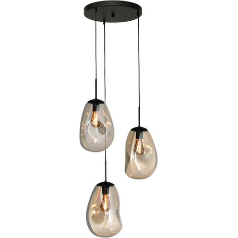 Lampe suspendue Lava 3x verre doré Ø 22,5cm - 2762-05-35-3-02-60