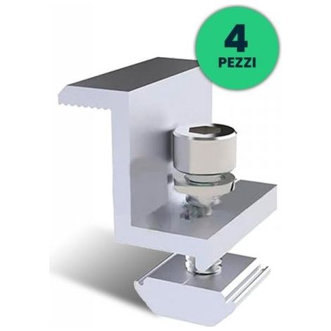 V-TAC Italia Morsetti Terminali in Alluminio per Fissaggio Pannelli Solari Fotovoltaici 30mm (Confezione 4 Pezzi) SKU-11388-A (1/4)