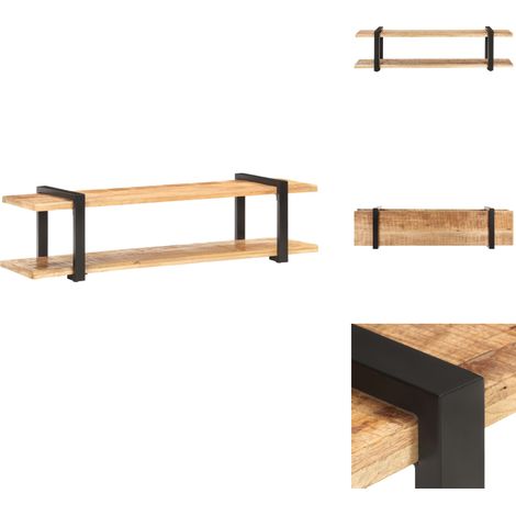 Meuble TV 160x40x40 cm Bois massif de manguier brut - Meubles Tv - Meuble Tv Industriel - Meuble Tv Bois - Rangement Media - Support Tv (1/5)