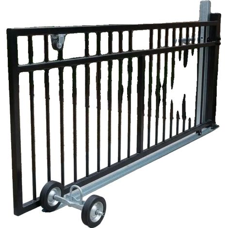 Kit de puerta corredera, capacidad de carga de 272 kg, construcción robusta, color verde militar. (1/2)