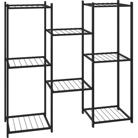 Jardinière étagère design moderne 83 x 25 x 80 cm rangement présentoir en fer noir (1/5)