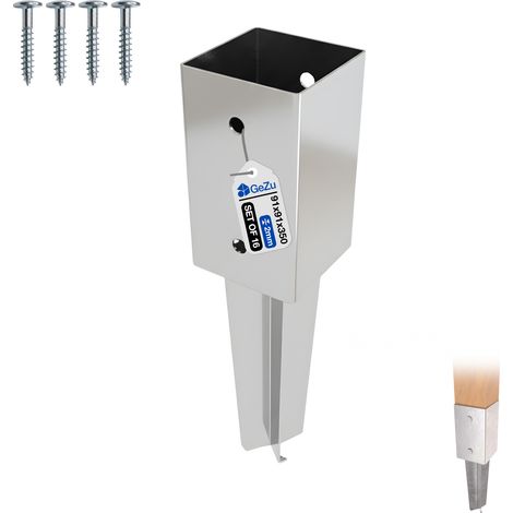 Lot de 16 Ancre à enfoncer 91 x 91 x 350 mm Galvanisé à Chaud Pour poteau en bois carrés