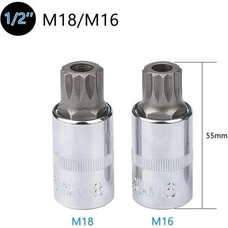 Coffret de douilles Torx 1/2", 3/8", 1/4" (filetage extérieur) – embouts 12 pans M4, M5, M6, M8, M10, M12, M14, M16, M18 – acier au chrome-vanadium – coffret de rangement (1/4)