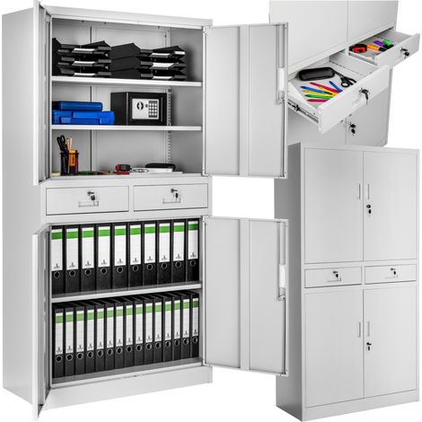 Armoire de classement en acier 3 étagères réglables hauteur gris