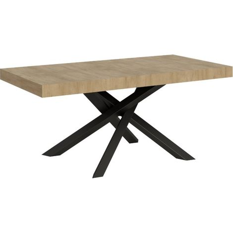 Table à manger design chêne clair et pieds entrelacés anthracite 160 cm Artemis (1/5)