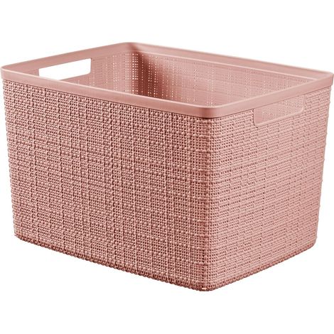 Boîte de rangement L 20l Jute recyclé rose