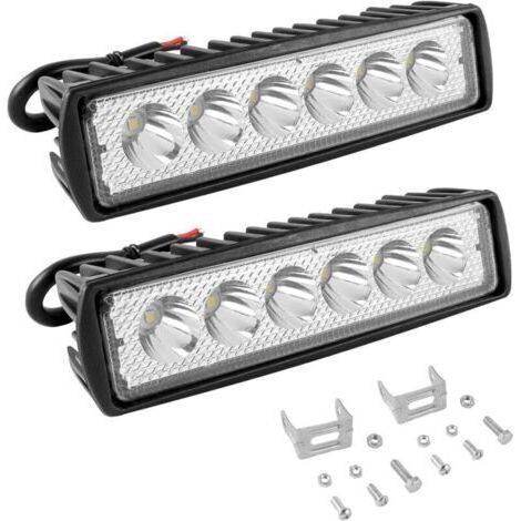 2 Pcs Phare de Travail LED 18W, Projecteur LED Voiture 12V avec Spot Flood Feux, Antibrouillard LED pour Moto, SUV, Camions, Offroad Voiture (1/4)