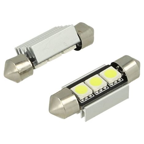 24V Lampada LED Siluro Canbus T11 C5W 36mm 3 SMD 5050 Rosso con Dissipatore Alluminio per Camion Bus Barca (1/3)
