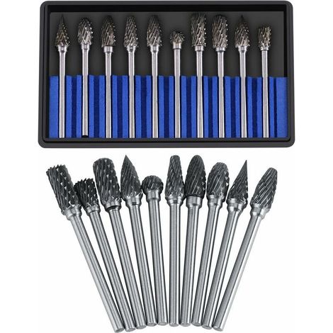 Lima rotante in carburo 3x6 con testa di rettifica in acciaio al tungsteno 3x6, scatola blu, doppia grana (1/5)