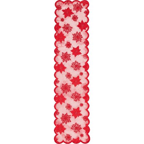 Chemin de table de Noël, rouge et vert, 36 x 178 cm, dentelle jacquard, décoration de salle à manger - TR-JA058 (1/5)