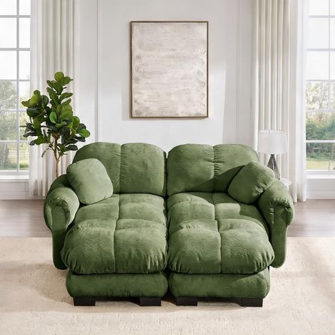 Canapé modulable en U vert en chenille 190 x 149 x 90 cm (1/5)