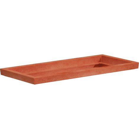 Rechteckiger Untersetzer aus Harz für Pflanzen und Blumen für den Außenbereich Made in Italy -100 cm / Terrakotta