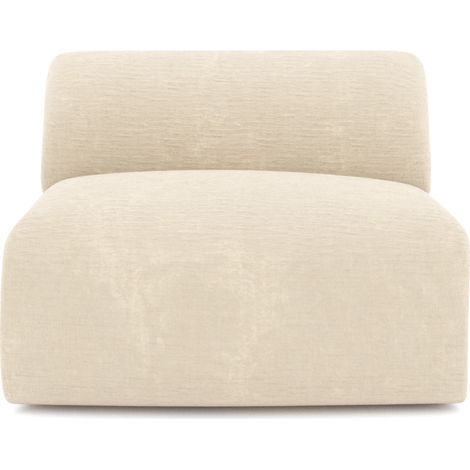 Fauteuil sans accoudoirs en velours texturé crème (1/5)