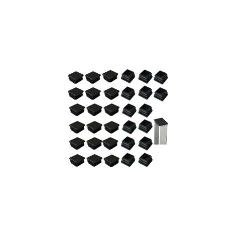 KZQ 32 pièces 40 x 40 mm tube carré embouts à lattes, embouts de tube carré en plastique noir pour produits métalliques/chaises/canapés/tables - Crezuo (1/3)